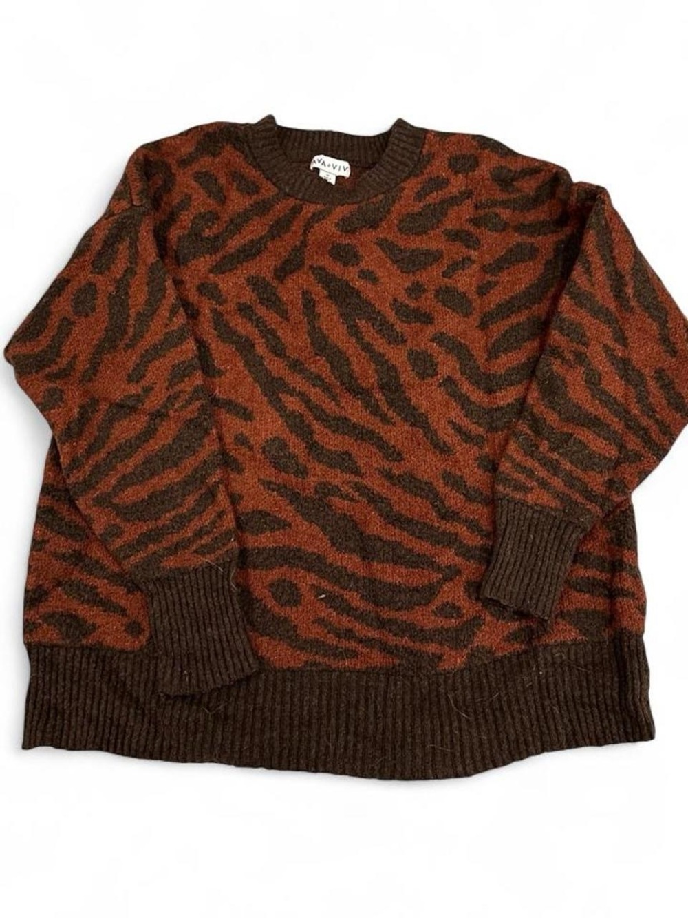 Rustic Brown & Burnt Orange Animal Print Crewneck Sweater